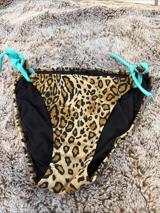 Victoria's Secret Other - Victoria's Secret Leopard Print Bikini Bottom with Aqua Ties